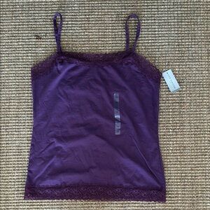 NWT Ann Taylor Purple Lace Trim Camisole Medium